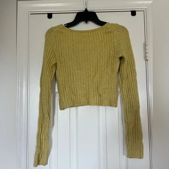 American Eagle Yellow Button Up Crop Cardigan size XS - Picture 2 of 7